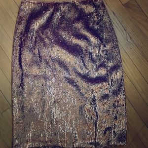 GORG J Crew rose gold sequin pencil skirt.